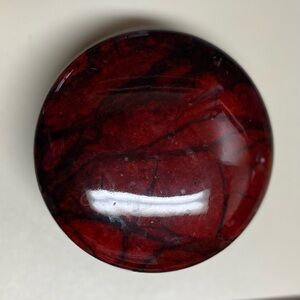 Hand-Carved Italian Brown/Red Alabaster - Hinged Trinket Box - Italy